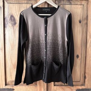 Vintage 90's Y2K La Madona Cardigan Sweater Coastal Grandma Brown Black Medium